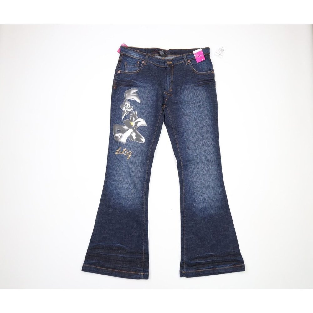 NOS Vintage Y2K Lot 29 Womens Size 13 Looney Tunes Wide Leg Flared Denim Jeans